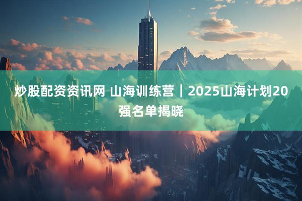 炒股配资资讯网 山海训练营｜2025山海计划20强名单揭晓